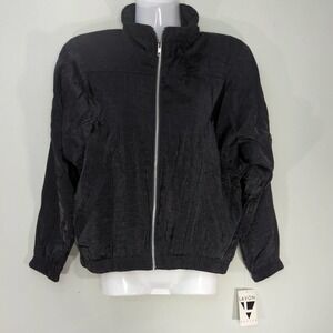 Vintage Lavon Womens Windbreaker Jacket Black Logo Back Petite S NWT‎